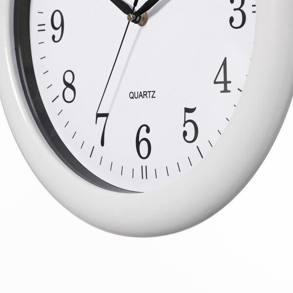 Clockswise 13.75 Inch Plastic White Round Silent, Non-Ticking Battery Operated Analog Wall Clock, 2PK - QI004510.WT.2