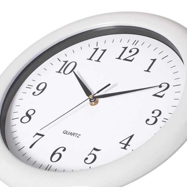 Clockswise 13.75 Inch Plastic White Round Silent, Non-Ticking Battery Operated Analog Wall Clock, 2PK - QI004510.WT.2