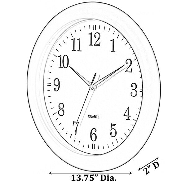 Clockswise 13.75 Inch Plastic White Round Silent, Non-Ticking Battery Operated Analog Wall Clock, 2PK - QI004510.WT.2