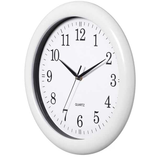 Clockswise 13.75 Inch Plastic White Round Silent, Non-Ticking Battery Operated Analog Wall Clock, 2PK - QI004510.WT.2