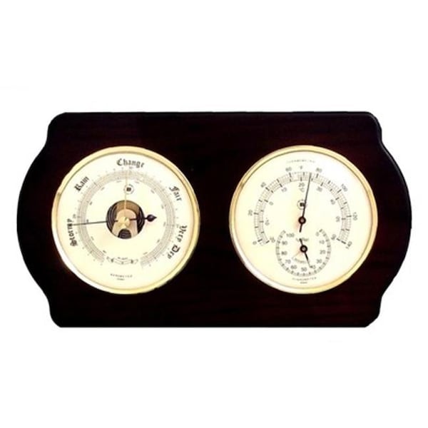 Bey Berk International Bey-Berk International WS411 Brass Quartz Clock Barometer & Thermometer with Hygrometer - Ash Wood - WS411