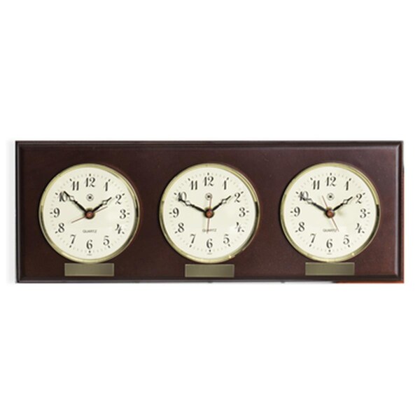 Agenda International Brass Triple Quartz Clock - Mahogany - AG2820815