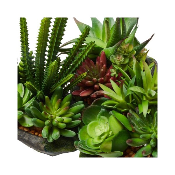 Nature Spring 3-piece Set Artificial Succulent Plant Arrangements in Faux Stone Pots, Greenery Home Decoration - 679512AOJ