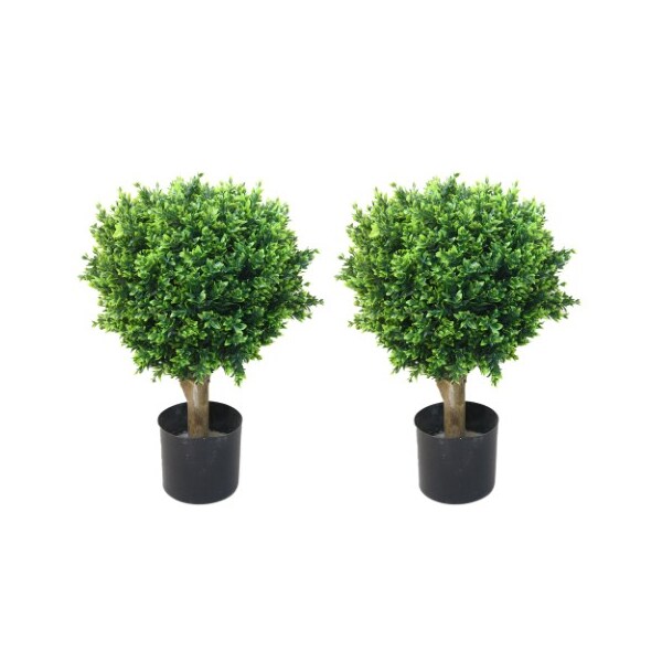 Nature Spring Set of 2 Artificial Hedyotis Tree, Faux Potted Topiary Plant, UV Resistant Indoor/Outdoor, Large - 347507DHJ