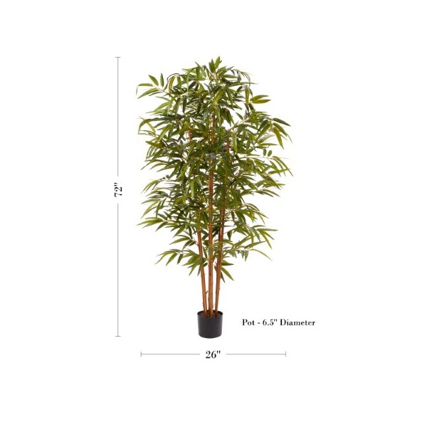 Nature Spring 6-ft Tall Artificial Bamboo, Faux Potted, Indoor Floor Plant for Home, Office Decor, Natural Trunk - 716489LSN