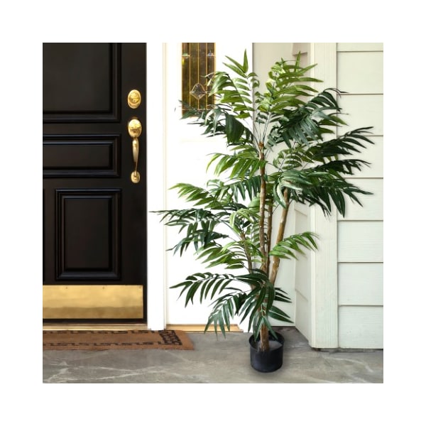 Nature Spring 5-foot Artificial Palm Tree Large Faux Potted Tropical Plant Indoor / Outdoor for Home or Office - 557291QZS