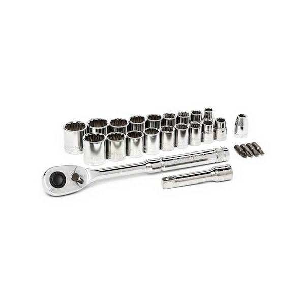 Crescent 25 Piece 3/8" Drive 12 Point Standard SAE/Metric Mechanics Tool Set - CSWS7C