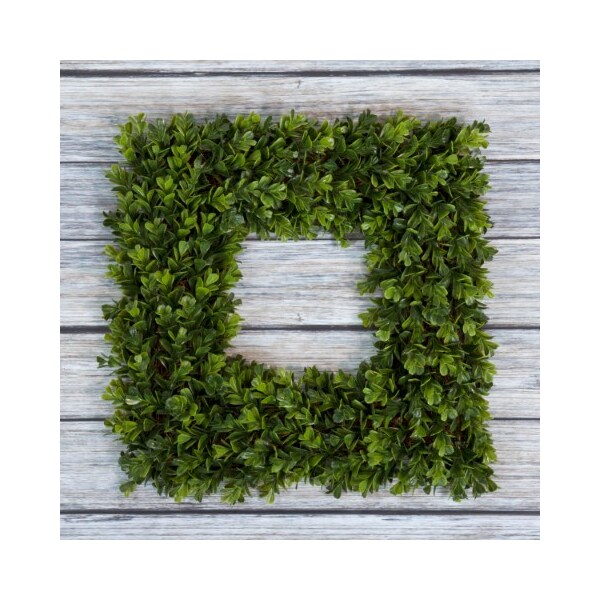 Nature Spring Boxwood Wreath, Artificial Wreath for the Front Door, Home Decor, UV Resistant 16.5 Inches, Square - 500413KIB