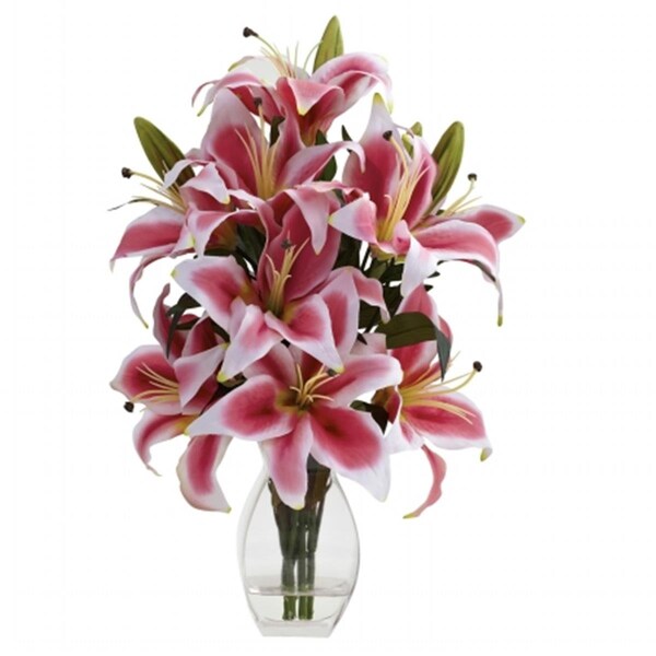 Nearly Natural Rubrum Lily With Decorative Vase - 1343
