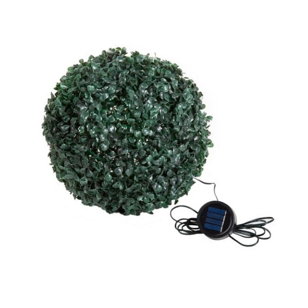 Nature Spring Solar Powered LED Artificial Topiary Ball, Decorative Pre-lit Faux Boxwood with Rechargeable Battery - 618402RYK
