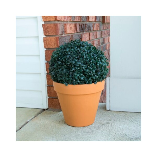 Nature Spring Solar Powered LED Artificial Topiary Ball, Decorative Pre-lit Faux Boxwood with Rechargeable Battery - 618402RYK