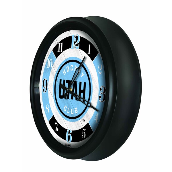 Holland Bar Stool Co Utah Hockey Club Indoor and Outdoor 14in LED Wall Clock - Black - UV Resistant ABS Plastic - ODCLK