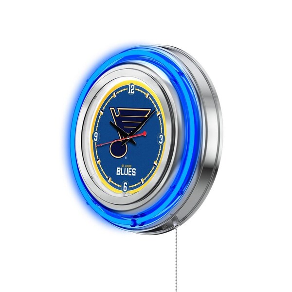 Holland Bar Stool Co St Louis Blues Double Neon 15" Clock, NHL - CLK15STLBLU