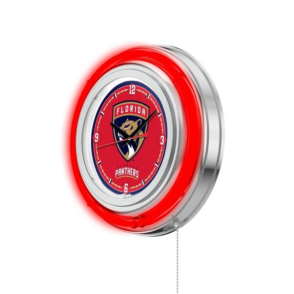 Holland Bar Stool Co Florida Panthers Double Neon 15" Clock, NHL - CLK15FLAPAN