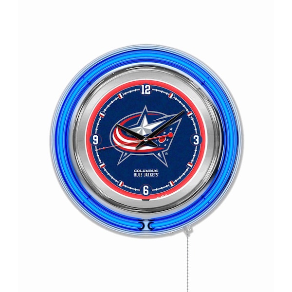 Holland Bar Stool Co Columbus Blue Jackets Double Neon 15" Clock, NHL - CLK15COLBLU