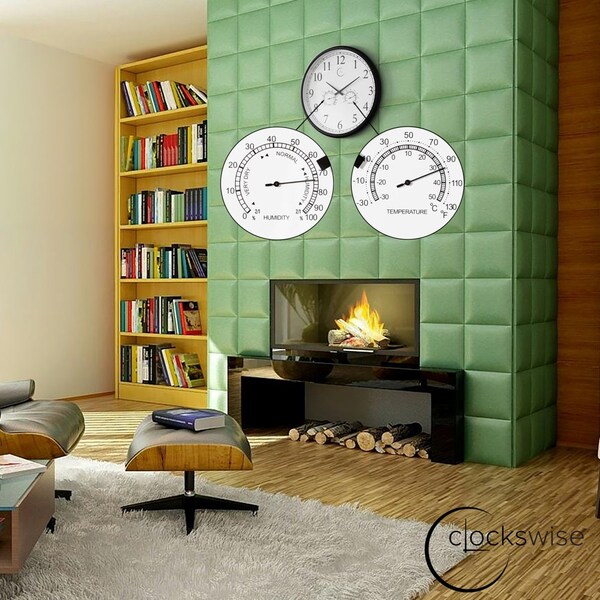 Clockswise 18-inch Large Outdoor Wall Clock Thermometer Combo, Waterproof Hygrometer Silent Battery - QI004732
