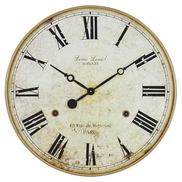 Aspire Home Accents Leniel Large Wall Clock, Golden Brown - 4783