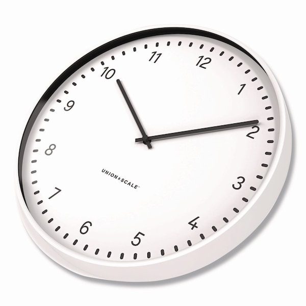 Union & Scale Essentials Contemporary Round Wall Clock, 15in Overall Diameter, White Case, 1 AA sold separately - UN61581-CC