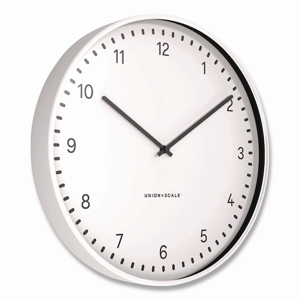 Union & Scale Essentials Contemporary Round Wall Clock, 15in Overall Diameter, White Case, 1 AA sold separately - UN61581-CC