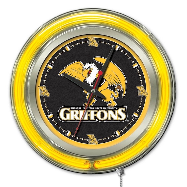 Holland Bar Stool Co University of Missouri Western State Double Neon 15" Clock - CLK15MOWST