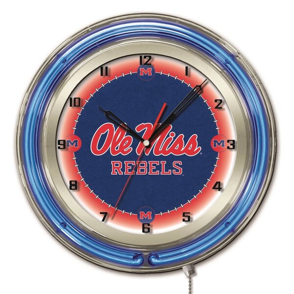 Holland Bar Stool Co University of Mississippi Double Neon 19" Clock - CLK19MSSPPU