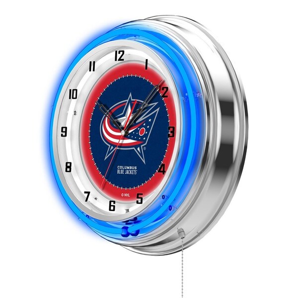 Holland Bar Stool Co Columbus Blue Jackets Double Neon 19" Clock, NHL - CLK19COLBLU