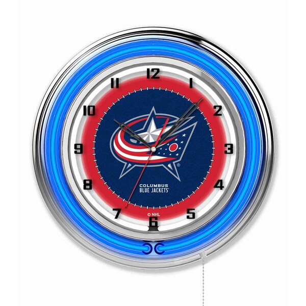 Holland Bar Stool Co Columbus Blue Jackets Double Neon 19" Clock, NHL - CLK19COLBLU