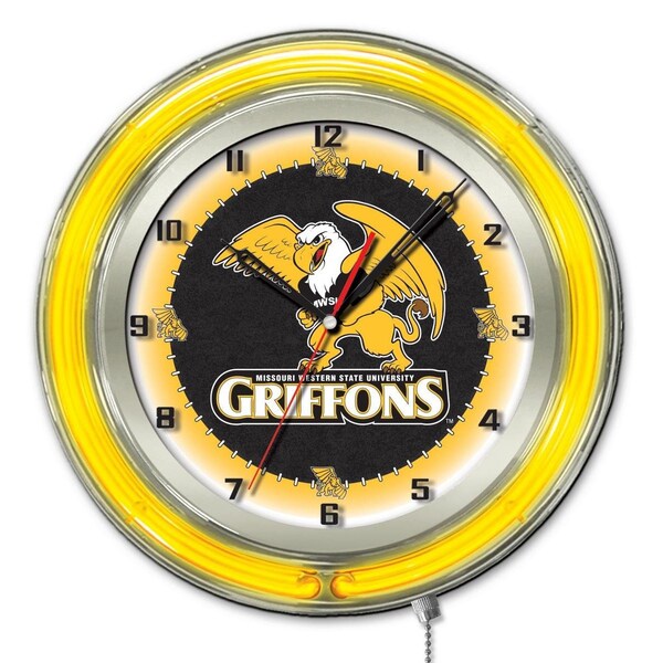 Holland Bar Stool Co University of Missouri Western State Double Neon 19" Clock - CLK19MOWST