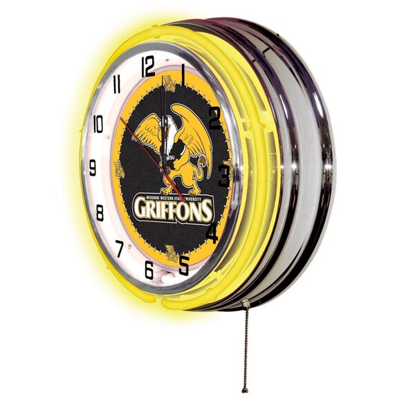 Holland Bar Stool Co University of Missouri Western State Double Neon 19" Clock - CLK19MOWST