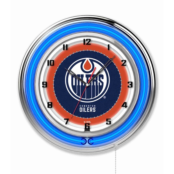 Holland Bar Stool Co Edmonton Oilers Double Neon 19" Clock, NHL - CLK19EDMOIL