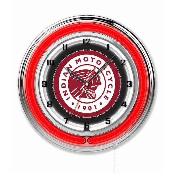 Holland Bar Stool Co Indian Motorcycle Double Neon 19" Clock - CLK19INDN-HD
