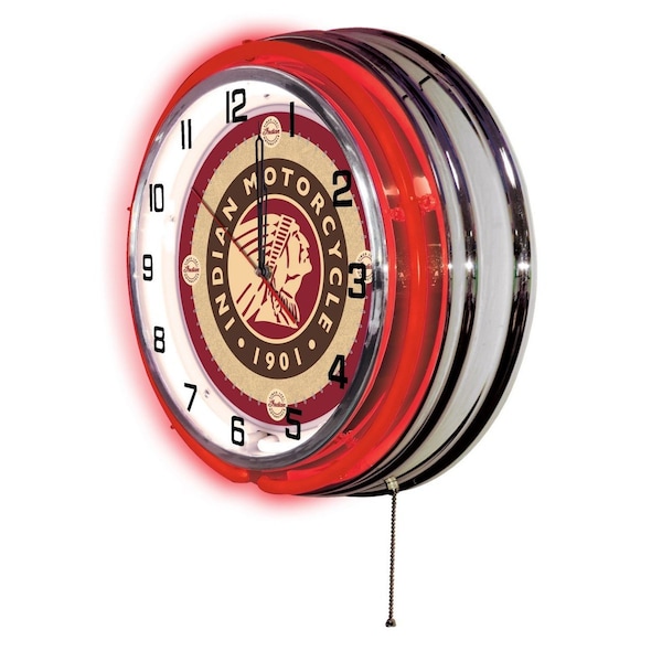 Holland Bar Stool Co Indian Motorcycle Double Neon 19" Clock - CLK19INDN-HD