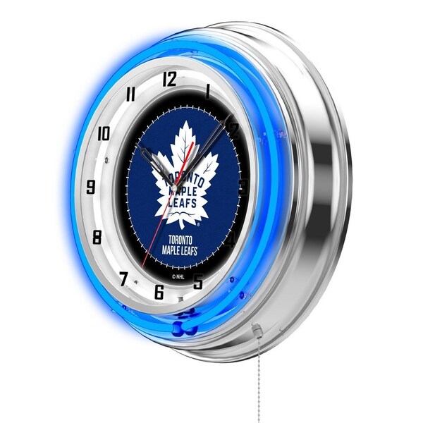Holland Bar Stool Co Toronto Maple Leafs Double Neon 19" Clock, NHL - CLK19TORMPL
