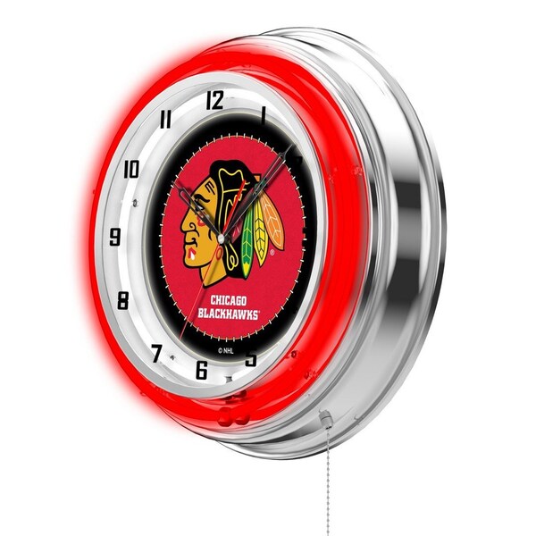 Holland Bar Stool Co Chicago Blackhawks Double Neon 19" Clock, NHL - CLK19CHIHWK