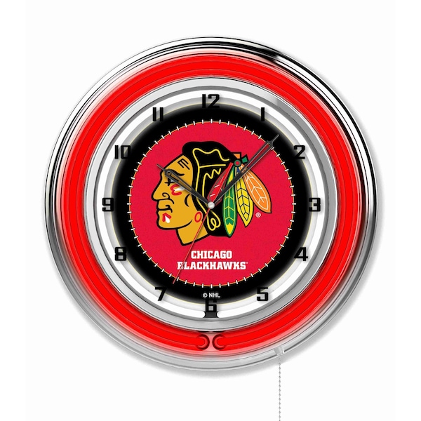 Holland Bar Stool Co Chicago Blackhawks Double Neon 19" Clock, NHL - CLK19CHIHWK