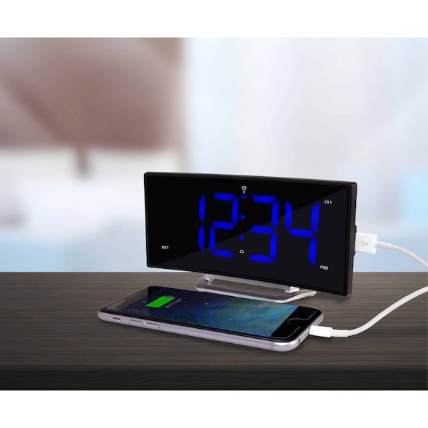 La Crosse Technology Atomic Curved LED Alarm clock w USB Port - 617-249