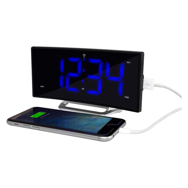 La Crosse Technology Atomic Curved LED Alarm clock w USB Port - 617-249