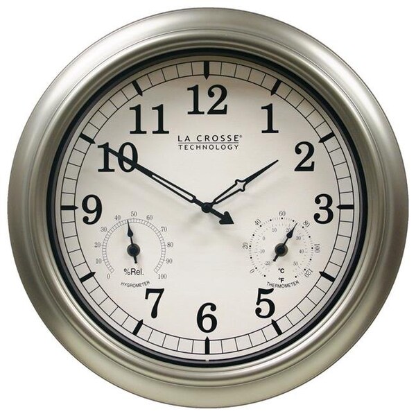 La Crosse Technology La Crosse WT-3181PL-Q 18 in. Indoor & Outdoor Analog Wall Clock - WT-3181PL-Q
