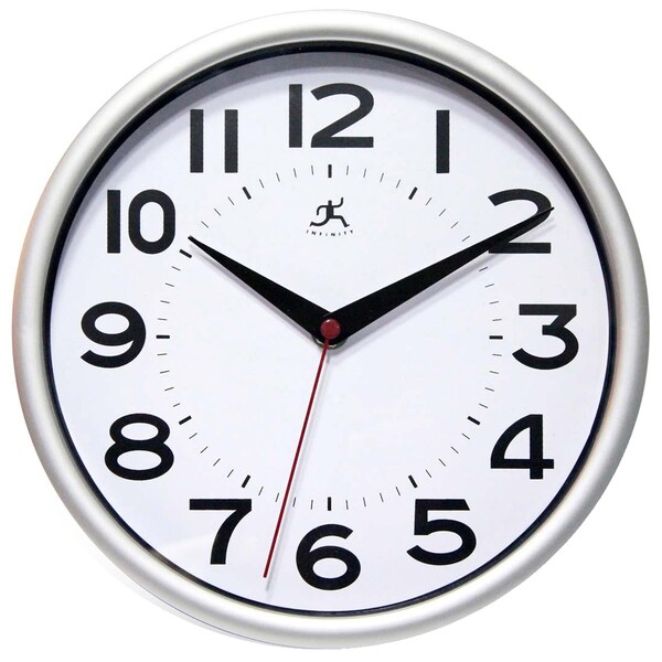 Infinity Instruments Metro - 9in Silver Office Wall Clock, Battery Operated - 14220SV-3364