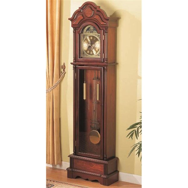 Coaster Coaster 900749 Grandfather Clocks Traditional Brown Grandfather Clock with Chime - Cherry - 900749