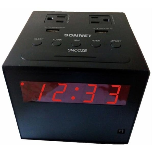 Sonnet Sonnet R-1414 Power Station Clock Radio with 2 USB & 2 110 Volt Plugs - R-1414
