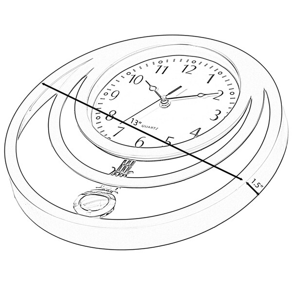 Quickway Imports Decorative Modern Round Plastic Wall Clock with Circles, for Living, Kitchen, or Dining, Black - QI004147.BK