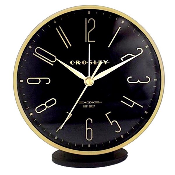 Crosley 5 in. Analog Battery Operated Alarm Clock, Black - 6057388