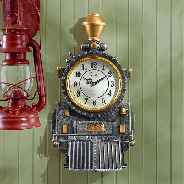 Design Toscano Casey Jones Steam Locomotive  Train Sculptural Wall Clock - KY729021