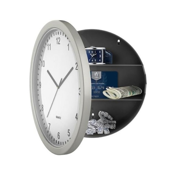 Trademark Global Trademark Global 82-5894 10 in. Wall Clock with Hidden Safe - Silver - 82-5894