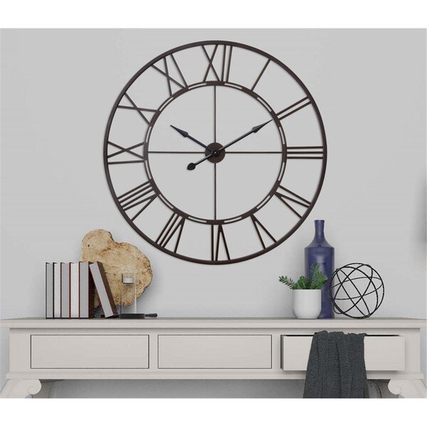 Utopia Alley 43.5 in. Oversized Roman Round Wall Clock, Oil Rubbled Bronze - CL70RB