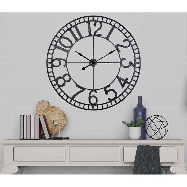 Utopia Alley 43.5 in. Manhattan Industrial Wall Clock, Black - Analog - CL56BK