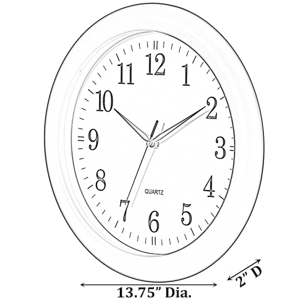 Clockswise Decorative Classic Black Round Wall Clock For Living Room, Kitchen, Dining Room, Plastic - QI004510.BK