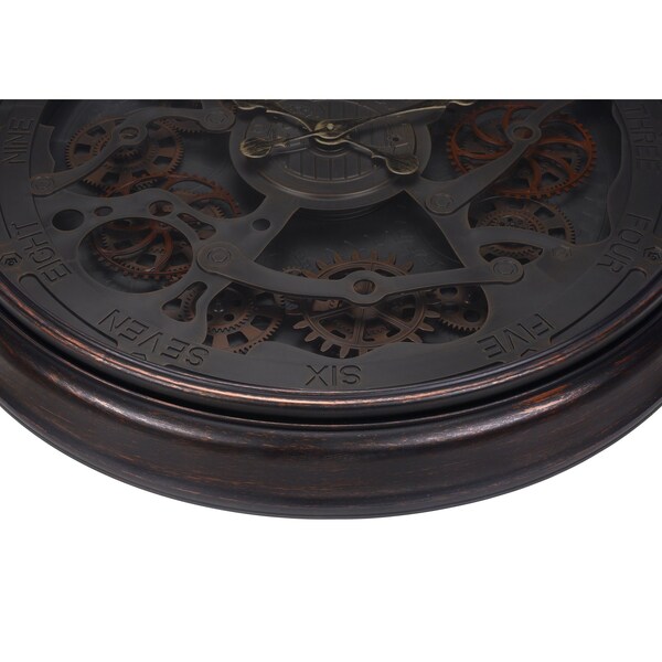 Monarch Specialties Clocks, 30'' Round, Gear Mechanism, Large Oversized, Wall Clock, Black, Transitional - I 9029