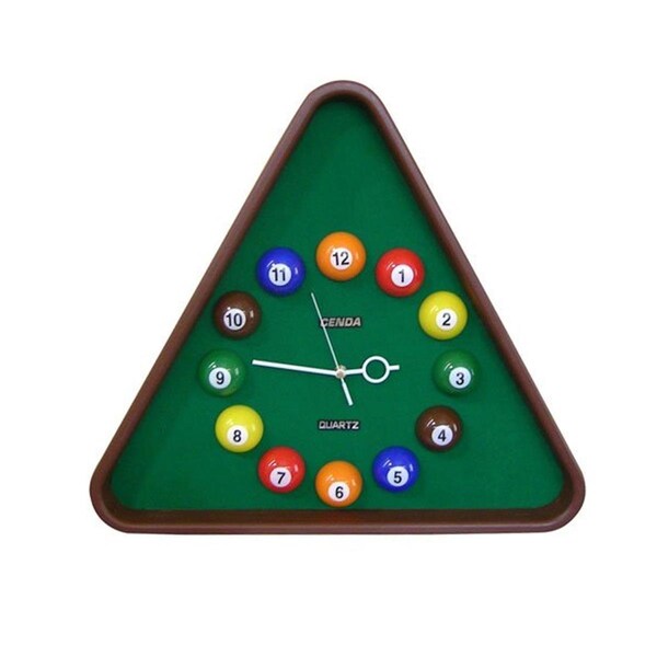 Benjara Pool Theme Triangular Shape Plastic Clock - Multi Color - 20.5 x 2 x 20.5 in. - BM204214